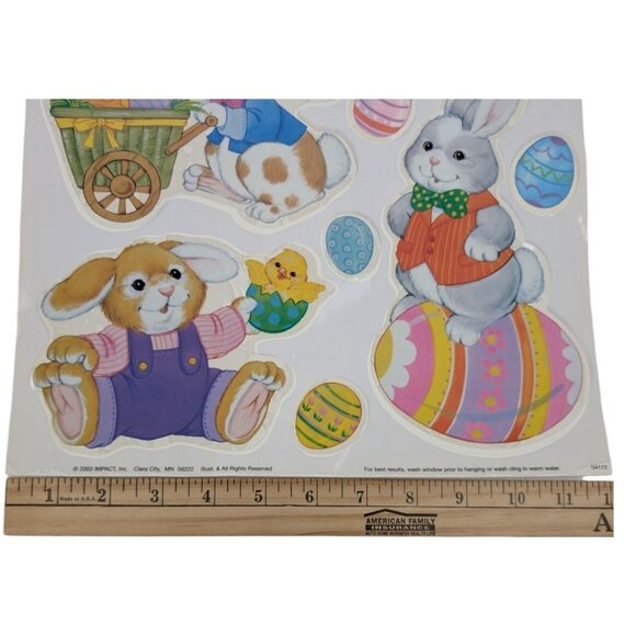 Vintage Easter Static Cling Window Bunny‎ Rabbit Basket Egg Holiday 3 Sheets - Picture 8 of 8